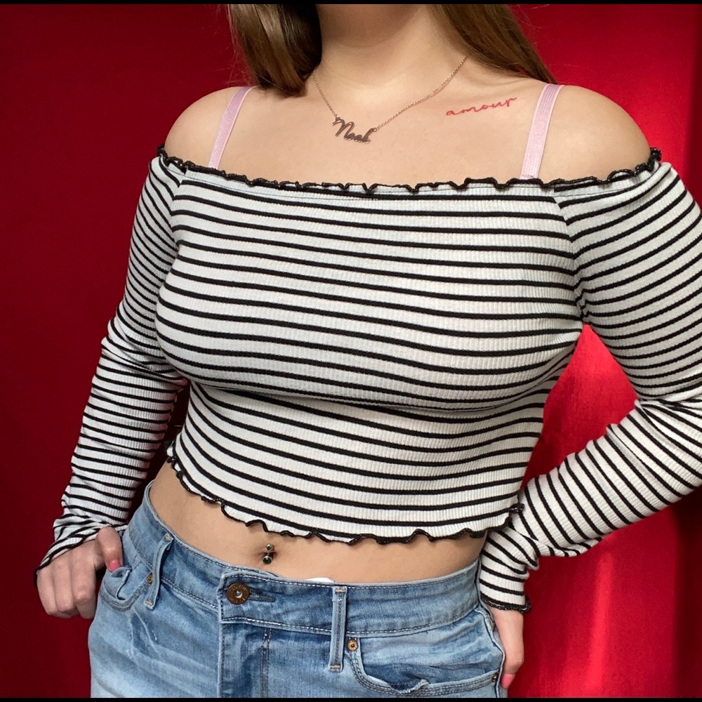H&M striped crop top